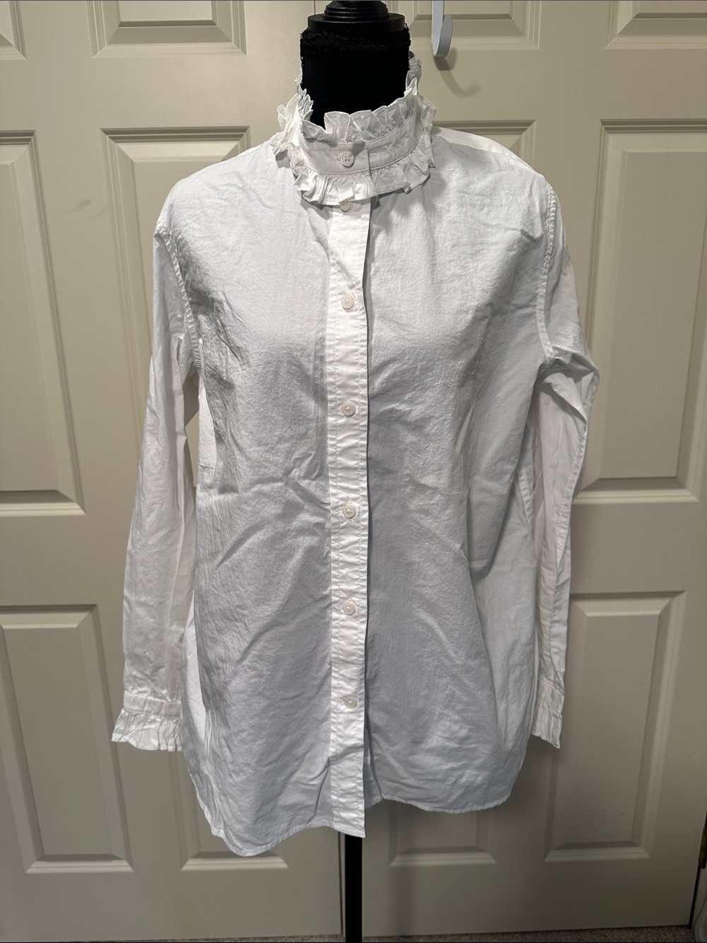 J. Crew White Ruffle-Collar Button-Down Blouse - Picture 2 of 7